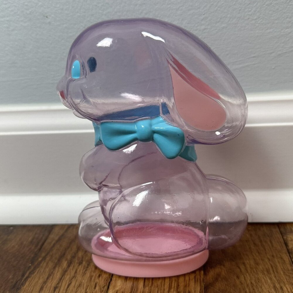 Vintage Hallmark Cards Easter Blow Mold Bunny Pink Rabbit Candy Container Decor